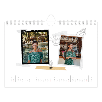 A5 Foto Kalender — Scrapbook stil [Maj]