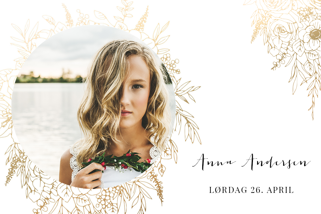 Takkekort — Guld blomster