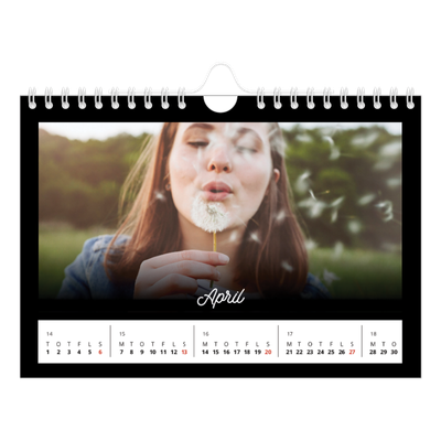 A5 Foto Kalender — Sort minimal [April]
