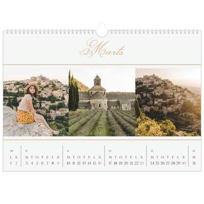 A3 Foto Kalender — Elegant guld [Marts]