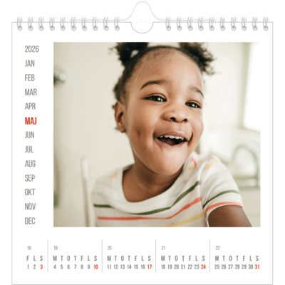 Årskalender kvadratisk — Røde højdepunkter [kalender forside]