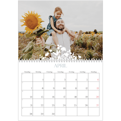 Fotokalender A4 dobbelt (30 x 40 cm) — Blomstmotiv [April]