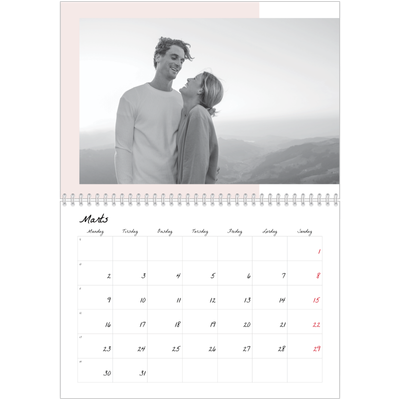 Fotokalender A4 dobbelt (30 x 40 cm) — Farverige rammer [Marts]