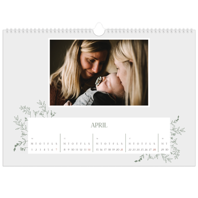 A3 Foto Kalender — Håndtegnet blomster [April]