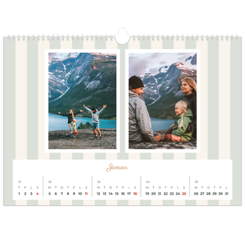 A3 Landskab Fotokalender — Skrift og striber
