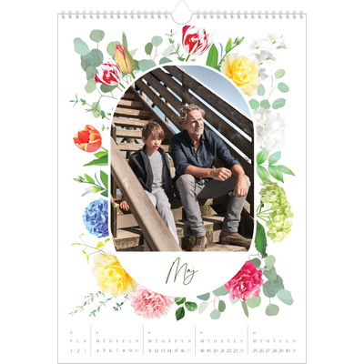 Årskalender A3 — Klassiske blomster [kalender forside]