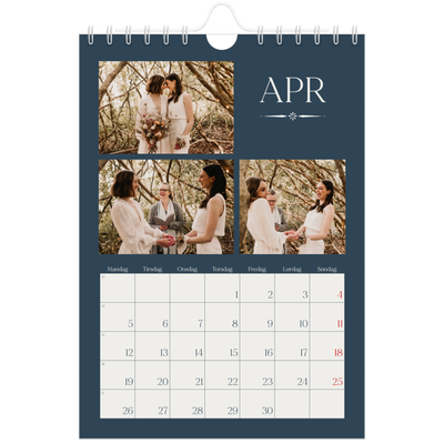 A5 Foto Kalender — Skifer & seriffer [April]
