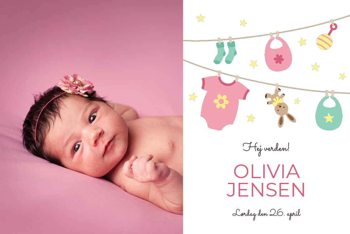 Invitationer — Lyserødt babytøj