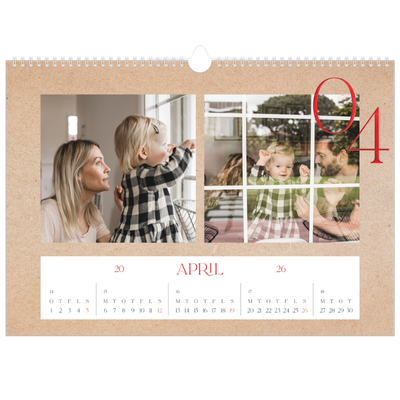 A3 Foto Kalender — Røde elementer [April]