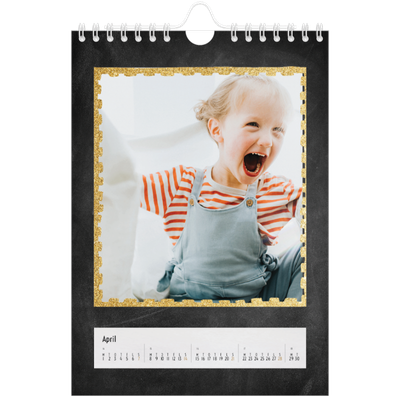 A5 Foto Kalender — Rammer med glitter [April]