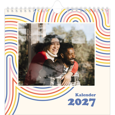 Årskalender kvadratisk — Retro striber [kalender forside]