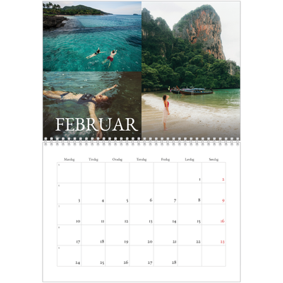 Fotokalender A4 dobbelt (30 x 40 cm) — Simpel serif [Februar]