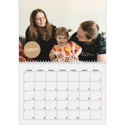 Fotokalender A4 dobbelt (30 x 40 cm) — Fotoklistermærke [Februar]