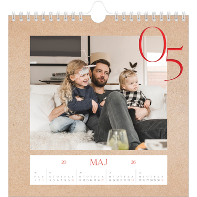 Årskalender kvadratisk — Røde elementer [kalender forside]