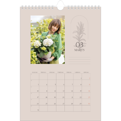 Fotokalender A4 (20 x 30 cm) — Enkel botanisk [Marts]