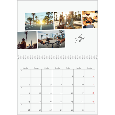 Fotokalender A4 dobbelt (30 x 40 cm) — Byferie (hvid) [April]