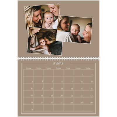 Fotokalender A4 dobbelt (30 x 40 cm) — Vores minder [Marts]