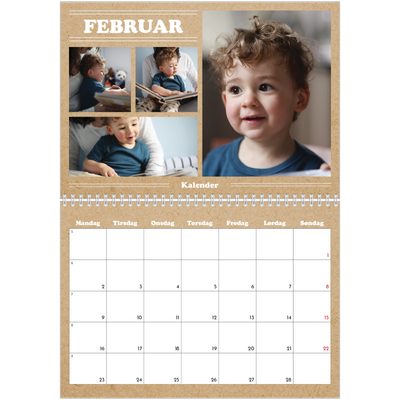Fotokalender A4 dobbelt (30 x 40 cm) — Magasinstil [Februar]