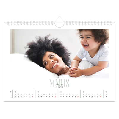 Fotokalender A4 — Flere fonter [Marts]