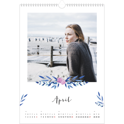 Årskalender A3 — Blomsterillustrationer [April]