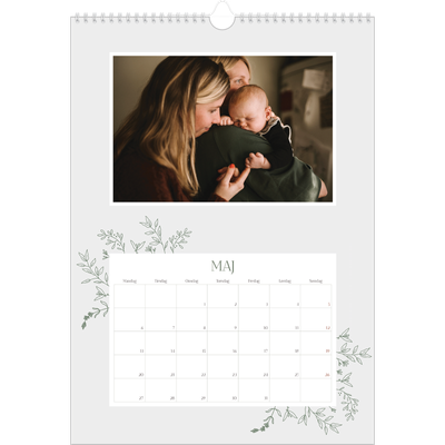 Årskalender A3 — Håndtegnet blomster [kalender forside]