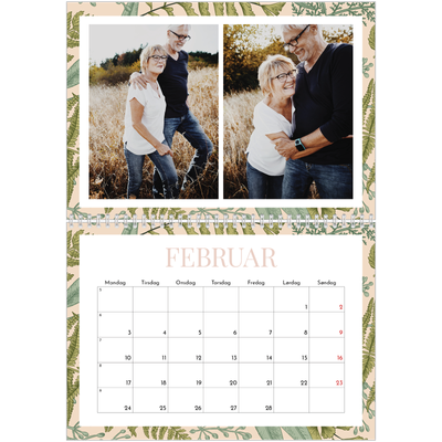 Fotokalender A4 dobbelt (30 x 40 cm) — Blomstret tapet [Februar]