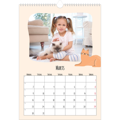 Årskalender A3 — Kattepoter og kruseduller [Marts]