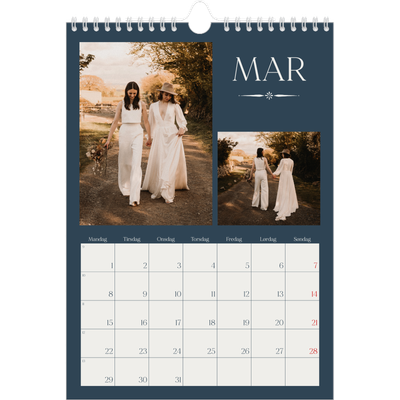 Fotokalender A4 (20 x 30 cm) — Skifer & seriffer [Marts]