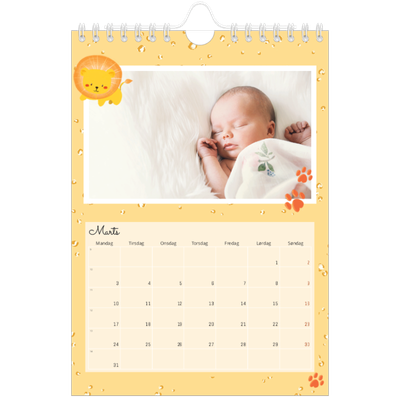 A5 Foto Kalender — Søde dyr [Marts]