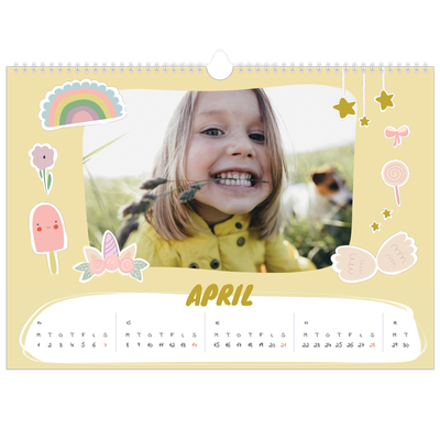 A3 Foto Kalender — Regnbue enhjørning [April]