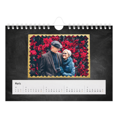 A5 Foto Kalender — Rammer med glitter [Marts]