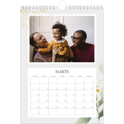 Fotokalender A4 (20 x 30 cm) — Naturlig akvarel [Marts]