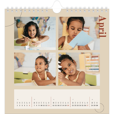 Årskalender kvadratisk — Asymmetrisk tekst [April]