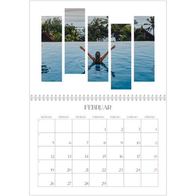 Fotokalender A4 dobbelt (30 x 40 cm) — Rejsemosaikker [Februar]