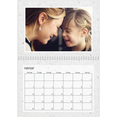 Fotokalender A4 dobbelt (30 x 40 cm) — Marmorbaggrunde [Februar]