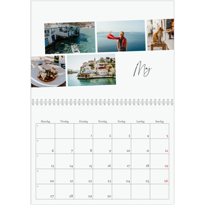 Fotokalender A4 dobbelt (30 x 40 cm) — Byferie (hvid) [Maj]