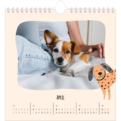 Årskalender kvadratisk — Hundepoter og kruseduller [April]