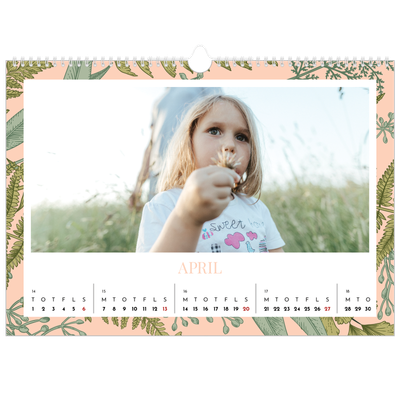 A3 Foto Kalender — Blomstret tapet [April]