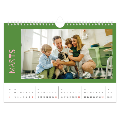 Fotokalender A4 — Farverig kalender [Marts]
