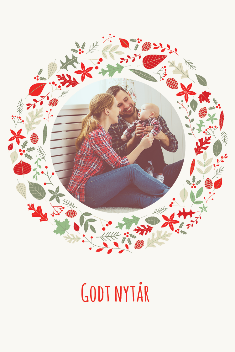 Kort — Julekrans rød og grøn