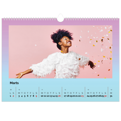 A3 Foto Kalender — Pastelfarver [Marts]