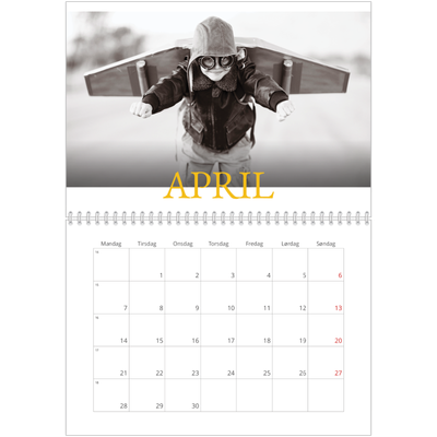 Fotokalender A4 dobbelt (30 x 40 cm) — Heritage-stil [April]