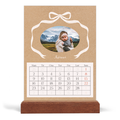 Staffeli kalender - stående  — Ramme med sløjfe [Februar]