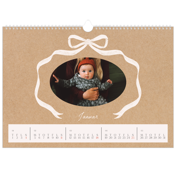 A3 Landskab Fotokalender — Ramme med sløjfe