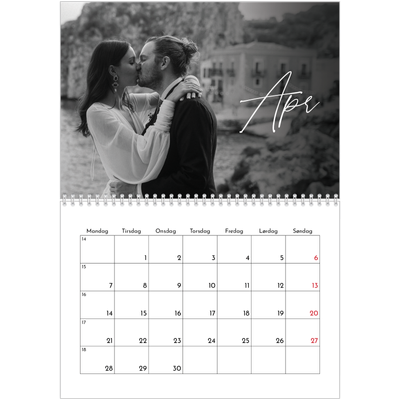 Fotokalender A4 dobbelt (30 x 40 cm) — Elegant skrift [April]