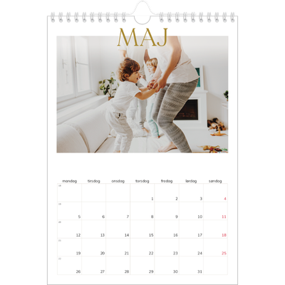 Fotokalender A4 (20 x 30 cm) — Guld stor skrift [kalender forside]
