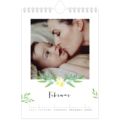 A5 Foto Kalender — Blomsterillustrationer [Februar]