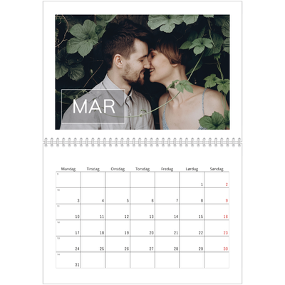 Fotokalender A4 dobbelt (30 x 40 cm) — Stor dato [Marts]