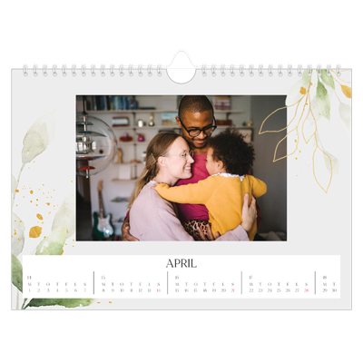 Fotokalender A4 — Naturlig akvarel [April]