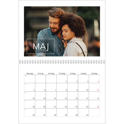 Fotokalender A4 dobbelt (30 x 40 cm) — Stor dato [kalender forside]